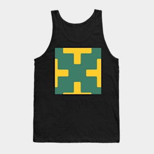 Energizing teal green and citrus yellow 80s style decor, plus cross minimalist block pattern Tank Top